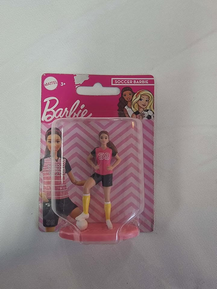 Mattel - Barbie "Soccer Barbie" Mini Figure Cake Topper - 2 1/2 Inches - New Factory Sealed