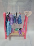 Custom Made Barbie Dollhouse Accessory - Clothes Wardrobe with Coat Hangers & Clothes