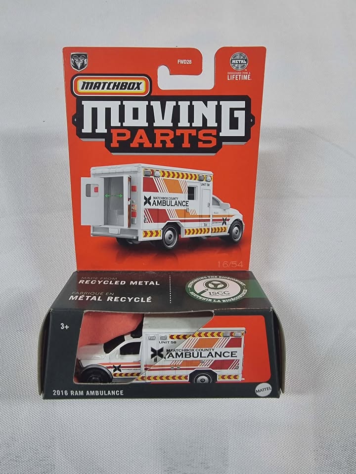Matchbox Moving Parts - 2016 RAM Ambulance – Die‑Cast Model