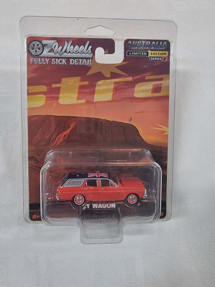 Oz Wheels Limited Edition Fully Sick Detail Australia Limited Edition Series 2 red XY station wagon with a striking Australian flag design on the roof,