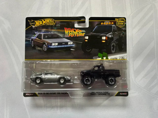 Hot Wheels Premium Car Culture 2-Pack - Back to the Future Time Machine & 1987 Toyota Pickup Truck / Camionnette